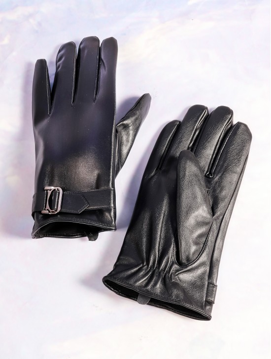 Unisex PU Touch Screen Gloves w/ Texture and Button Design